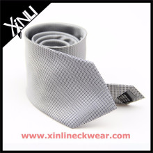 Grey White Pin Dots 100% Silk Necktie Stock Oferta